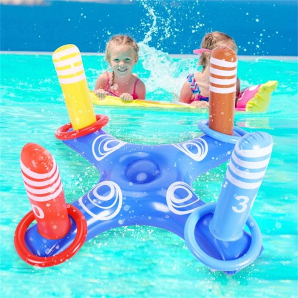 8PCS Rings Multiplayer Water Pool Game Inflatable Pool Ring Toss Game Toys for Kid Adult, Swimming Floats for Pool Beach Party
