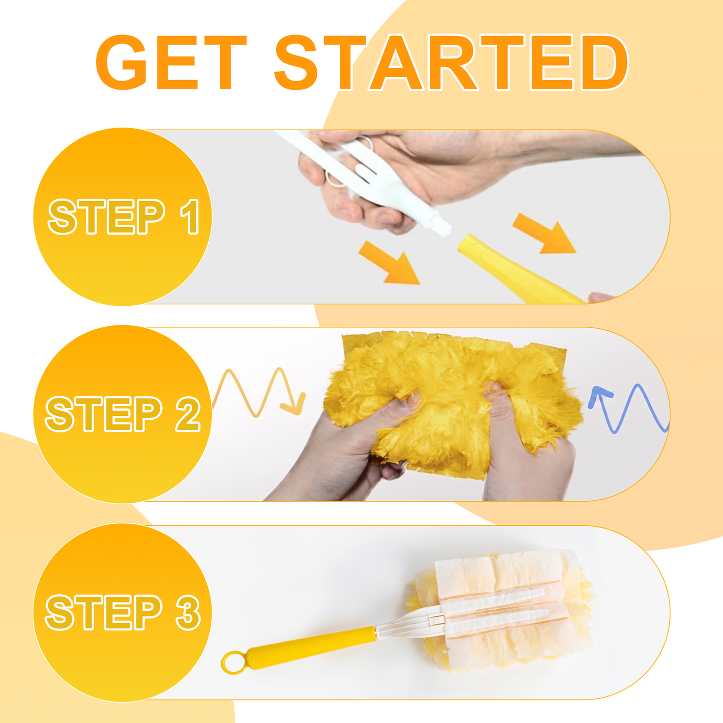 50 Count Happylost Heavy Duty Electrostatic Duster Refills with 1 Handle, Compatible with Dusters, Orange