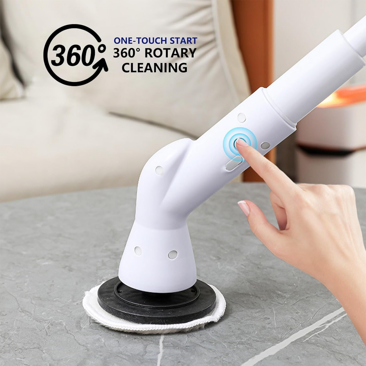 Happylost Electric Spin Scrubber, Electric Cleaning Brush with 6 Replaceable Heads, Spin Brush for Cleaning Bathroom with Adjustable & Detachable Long Handle