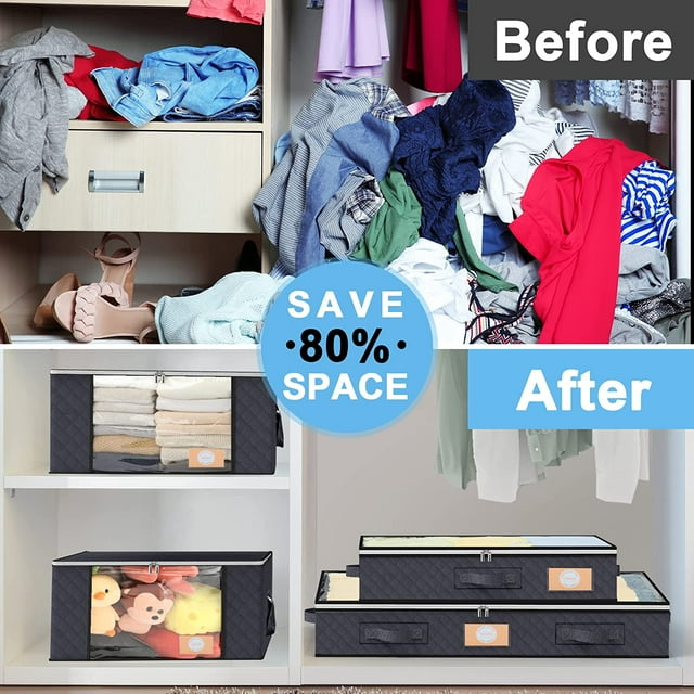 Under bed Storage Bags Organizer, 4Pcs Closet Storage Organizers, Foldable Under Bed Storage Bins Storage Containers