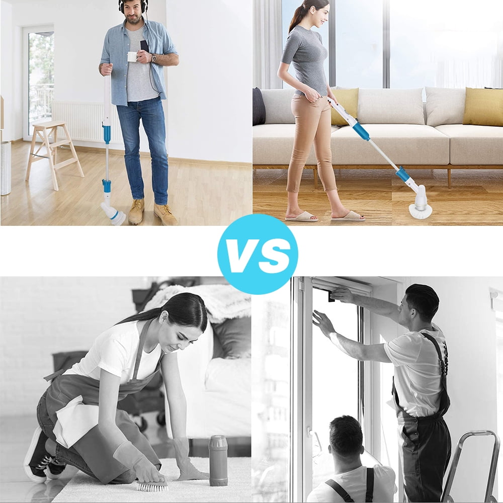 Happylost Electric Spin Scrubber 360 Cordless Bathroom Cleaning Brush with 3 Replaceable Scrubber Brush Heads Extension Handle for Bathroom Tub Tile Wall