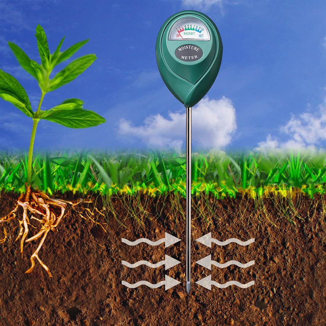 Soil Moisture Meter, Plant Water Monitor, Soil Hygrometer Sensor for Gardening, Farming, Indoor and Outdoor Plants, No Batteries Required