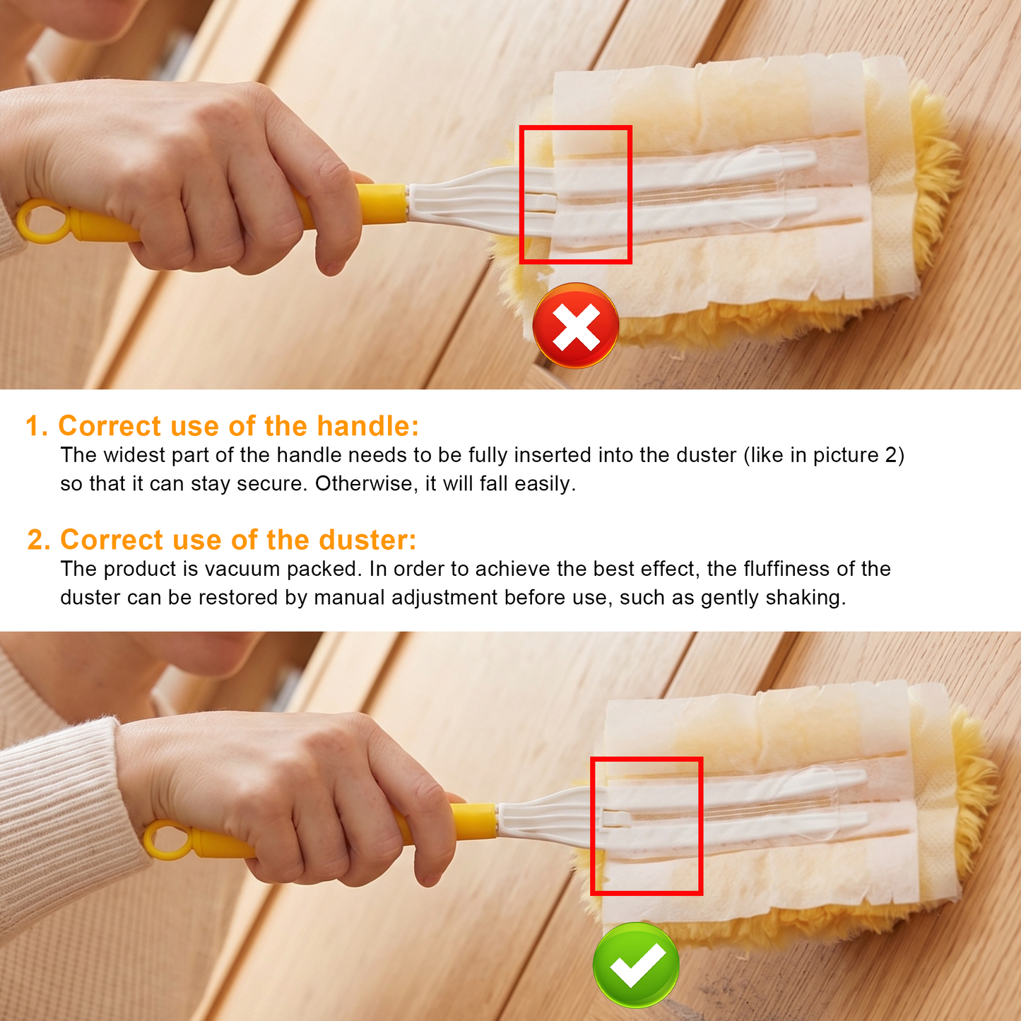 50 Count Happylost Heavy Duty Electrostatic Duster Refills with 1 Handle, Compatible with Dusters, Orange