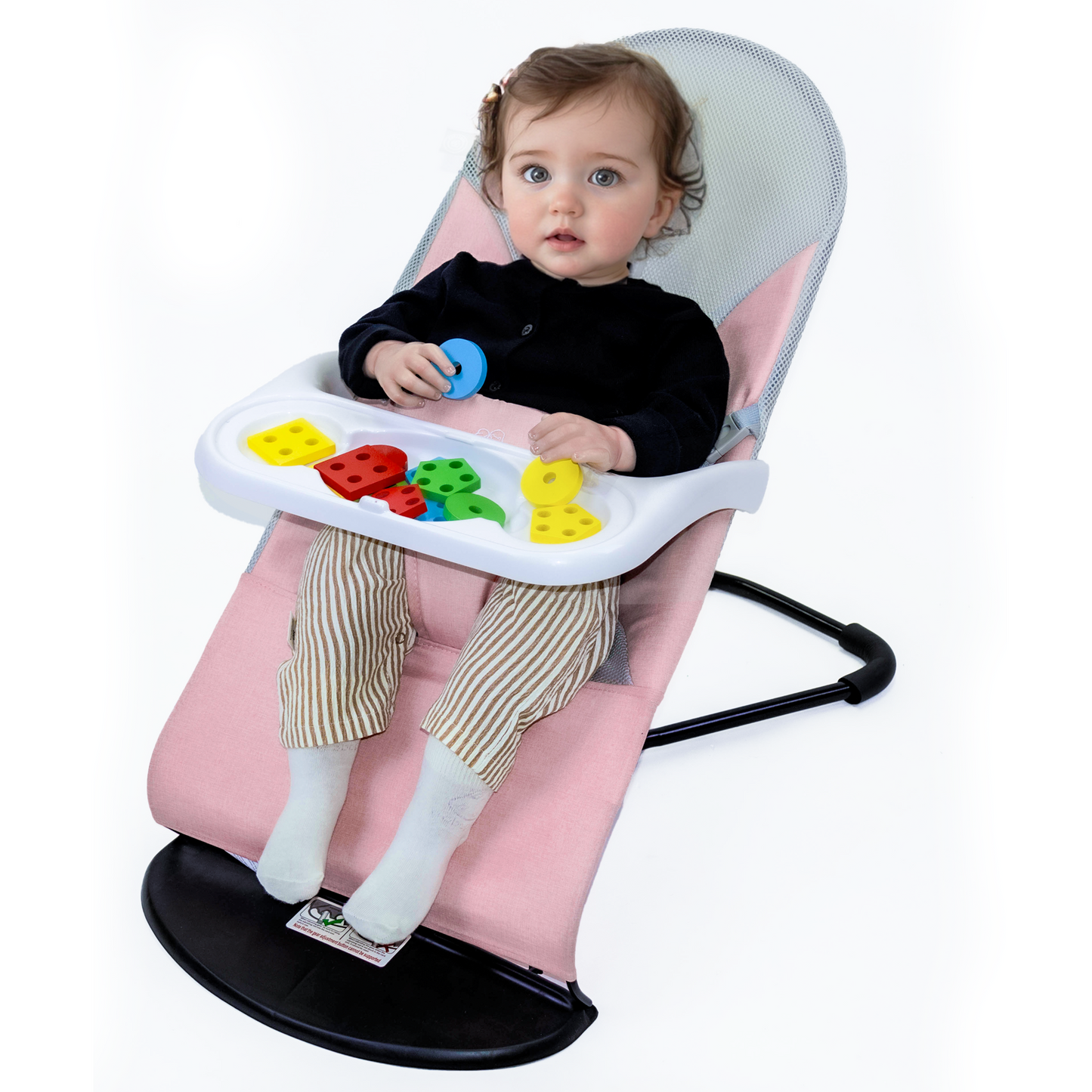 Baby Bouncer, Portable Baby Bouncer Seat, Infant Rocker Chair with 3 Recline Positions for Infants, Pink