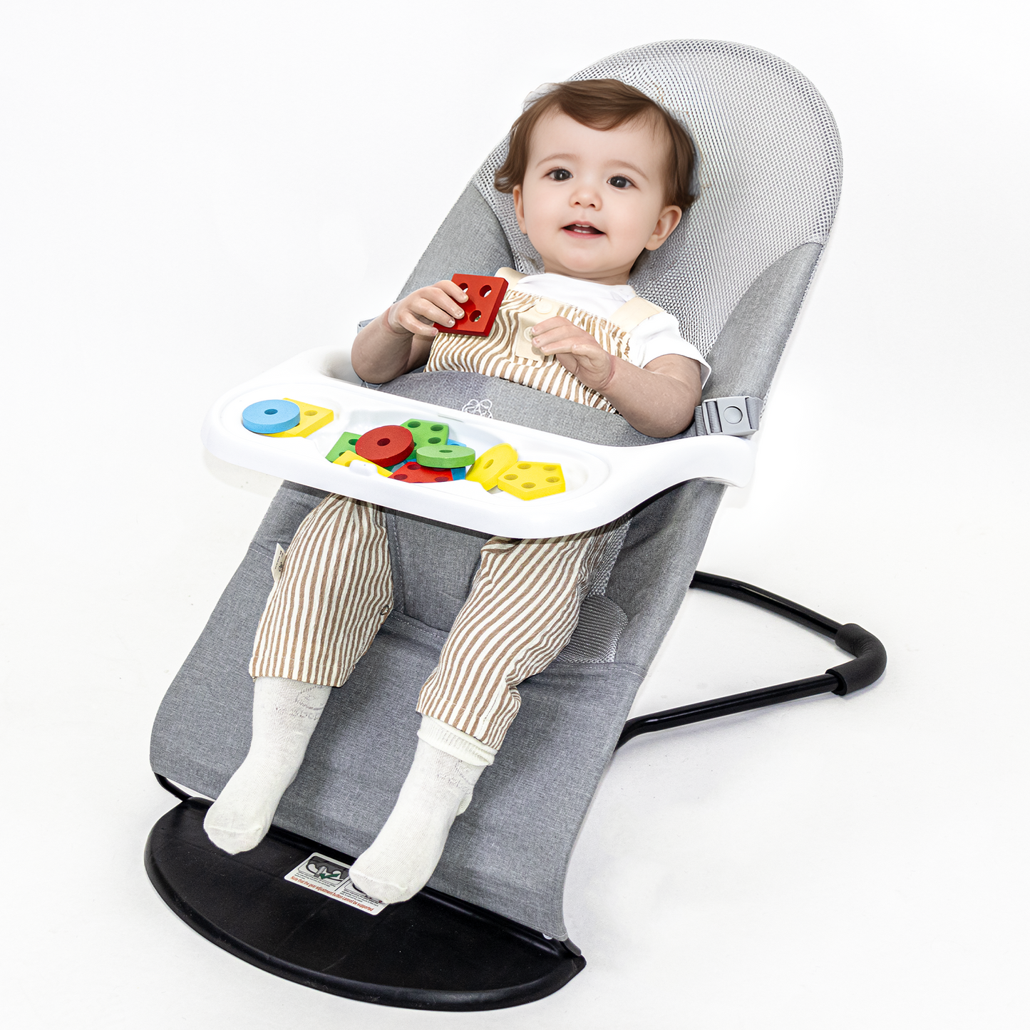Baby Bouncer, Portable Baby Bouncer Seat, Infant Rocker Chair with 3 Recline Positions for Infants, Grey