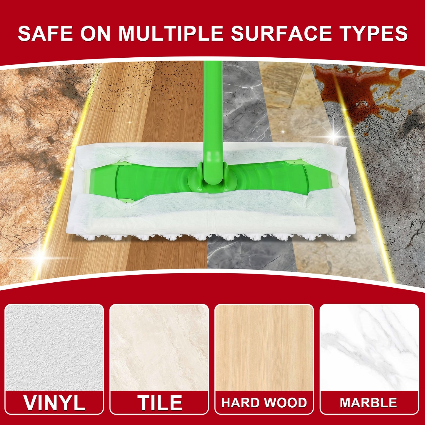 60 Count Heavy Duty Dry Sweeper Mop Refills, Deep Clean Multi-Surface Disposable Pads for Floor, Unscented