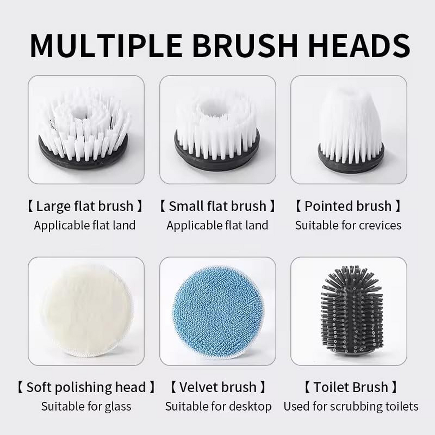 Happylost Electric Spin Scrubber, Electric Cleaning Brush with 6 Replaceable Heads, Spin Brush for Cleaning Bathroom with Adjustable & Detachable Long Handle