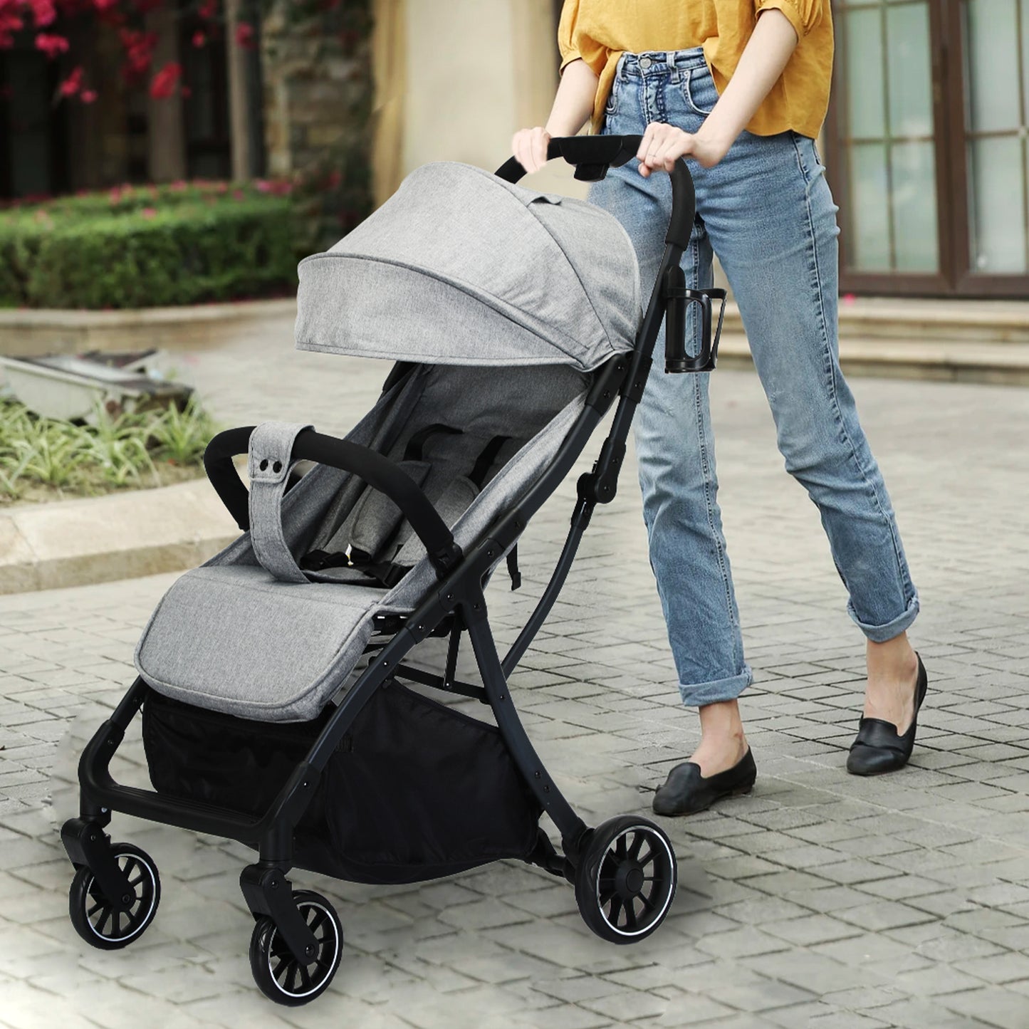 Baby Stroller, 2 in 1 Convertible Baby Stroller Folding Infant Newborn Reversible Bassinet Pram