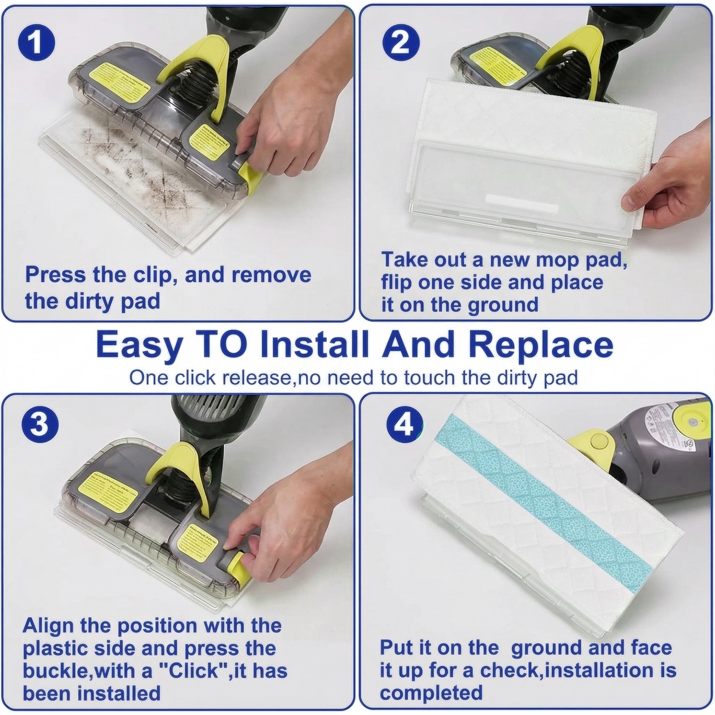 Disposable Vacuum Mop Pad Replacements Compatible with VM200 VM252 QM250, 12 Pack
