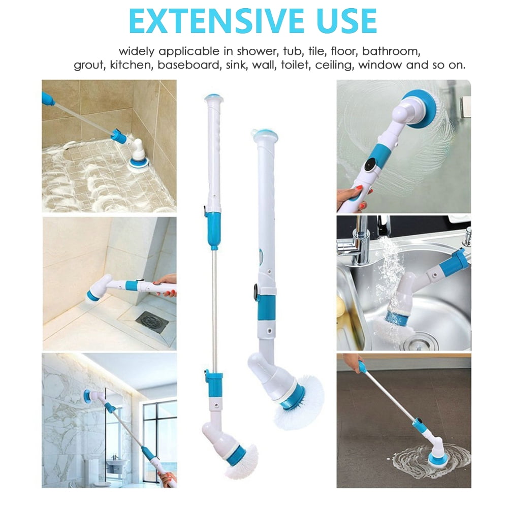 Happylost Electric Spin Scrubber 360 Cordless Bathroom Cleaning Brush with 3 Replaceable Scrubber Brush Heads Extension Handle for Bathroom Tub Tile Wall
