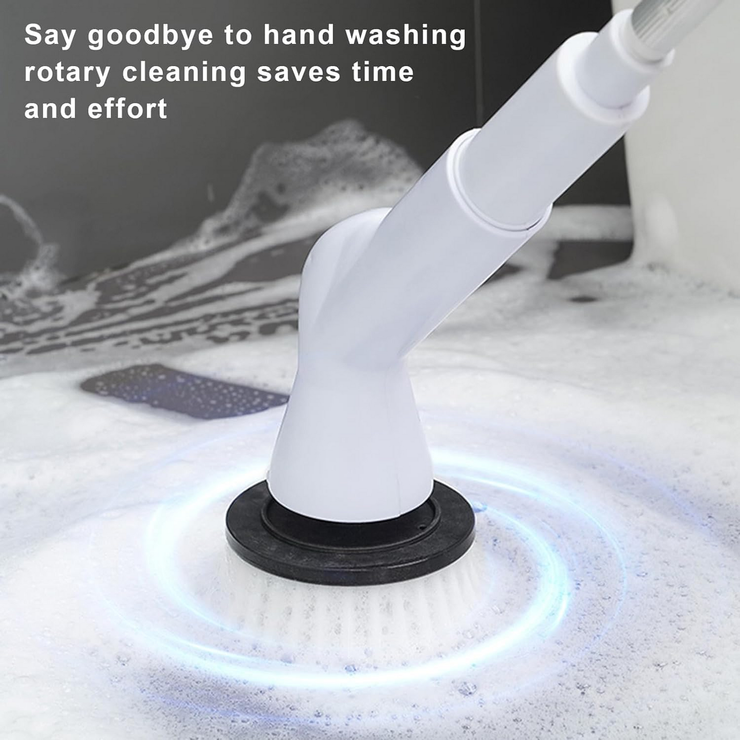 Happylost Electric Spin Scrubber, Electric Cleaning Brush with 6 Replaceable Heads, Spin Brush for Cleaning Bathroom with Adjustable & Detachable Long Handle