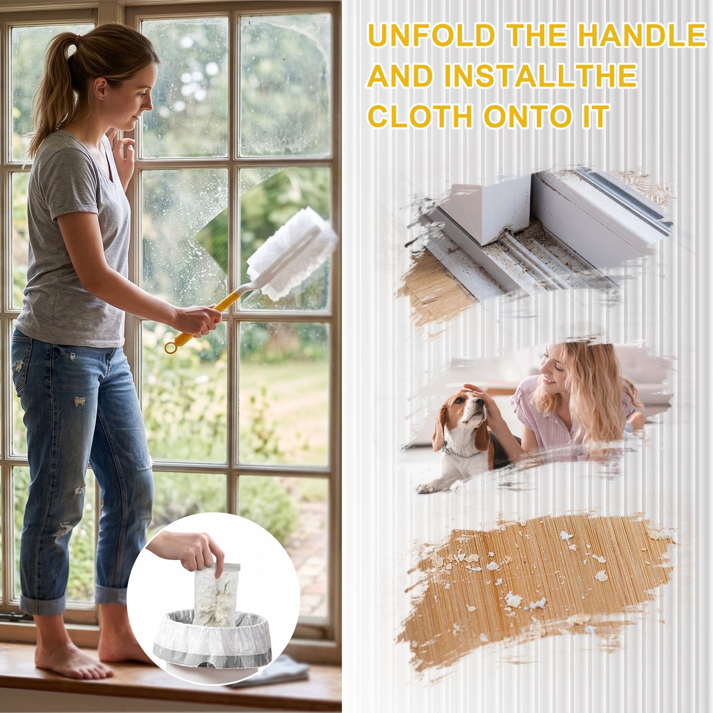 50 Count Heavy Duty Electrostatic Duster Refills Compatible with Dusters, Multi-Surface Microfiber with 1 Handle, White