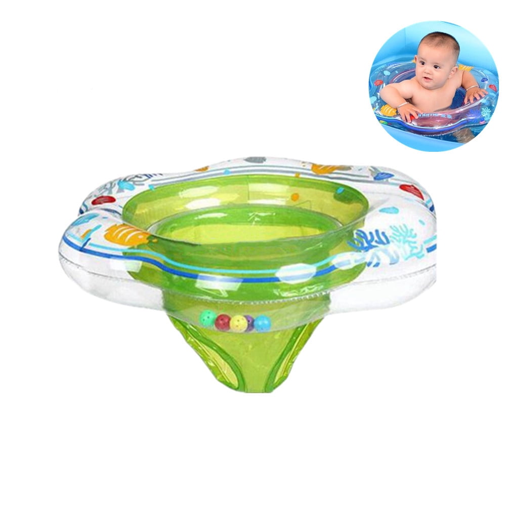Inflatable Ride-On Pool Float Baby Swimming Pool Ring for Infant Toddler Kids Summer Inflatable Safety PVC Seat-Green-Green