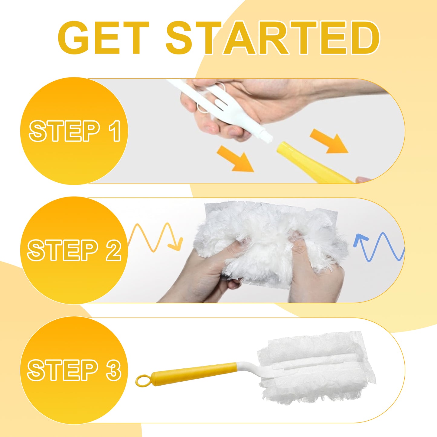 50 Count Heavy Duty Electrostatic Duster Refills Compatible with Dusters, Multi-Surface Microfiber with 1 Handle, White
