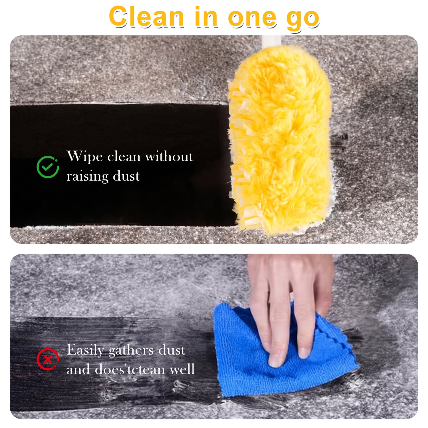 30-Count Heavy Duty 360° Microfiber Duster Refills, Larger Size, Unscented, Multisurface Cleaning for Blinds, Fans and Corners, Orange