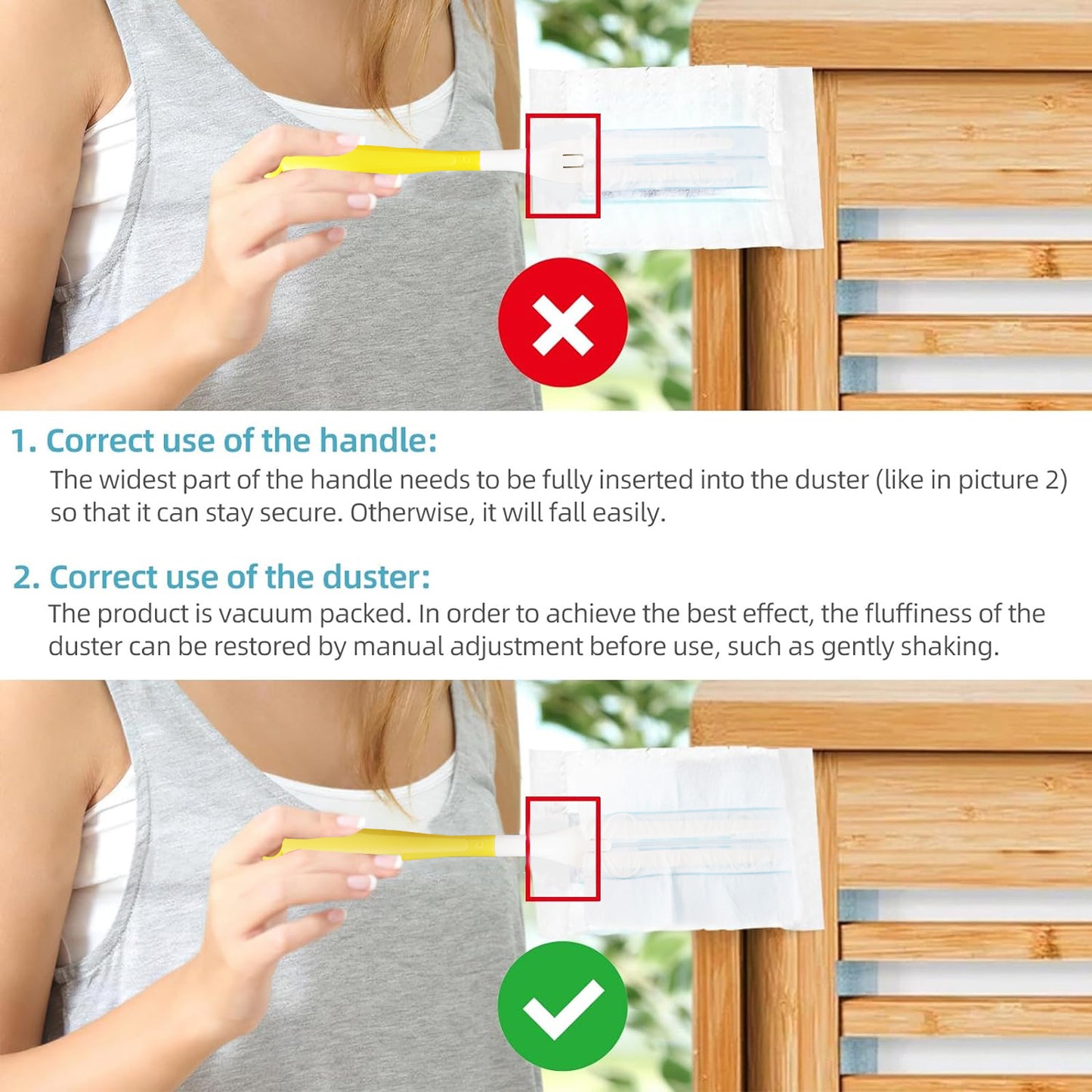 50 Count Duster Refills Compatible with Swiffer Dusters, Multi-Surface Heavy Duty Duster Refills Only with 1 Handle, Microfiber Dusters for Cleaning