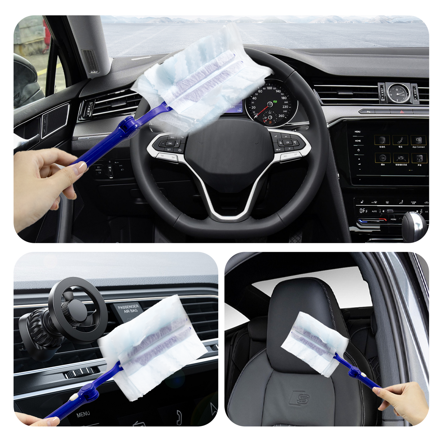 30 Pcs Duster Refills, Multi Surface Refills Efficient Disposable Feather Duster for Cleaning compatible with Swiffer Dusters with 1 Extendable Long Handle