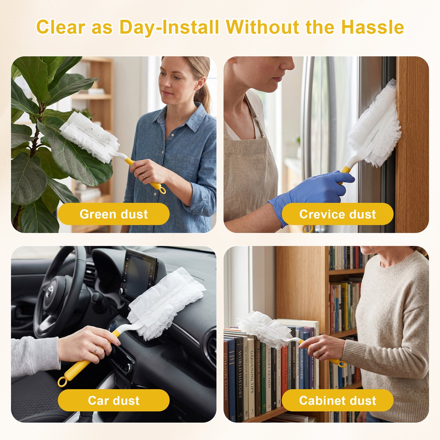 50 Count Heavy Duty Electrostatic Duster Refills Compatible with Dusters, Multi-Surface Microfiber with 1 Handle, White