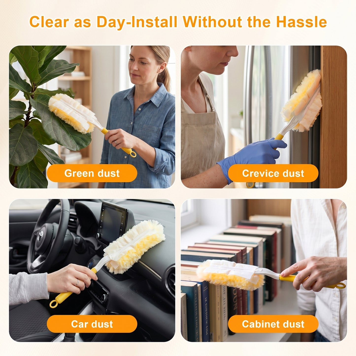 50 Count Happylost Heavy Duty Electrostatic Duster Refills with 1 Handle, Compatible with Dusters, Orange