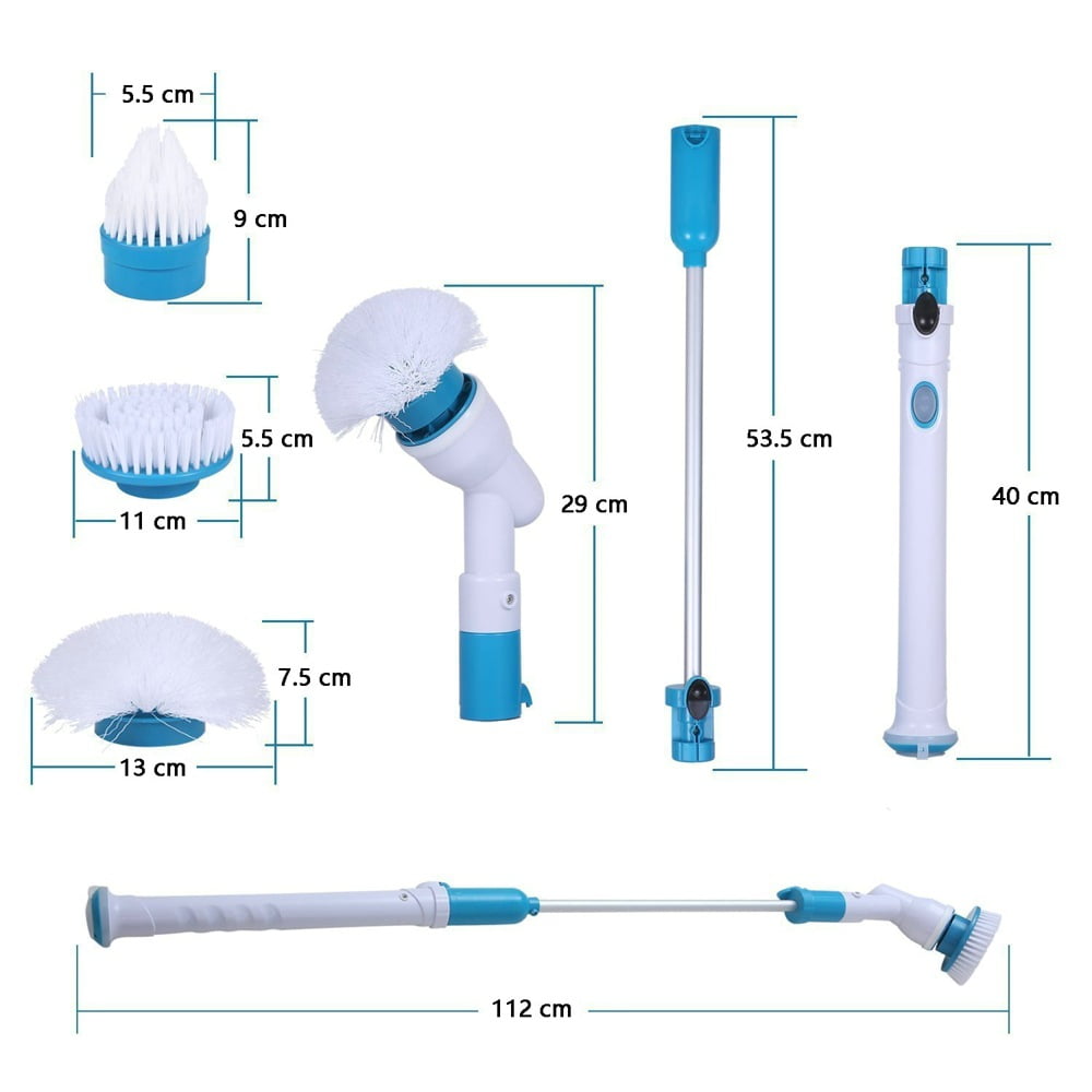 Happylost Electric Spin Scrubber 360 Cordless Bathroom Cleaning Brush with 3 Replaceable Scrubber Brush Heads Extension Handle for Bathroom Tub Tile Wall