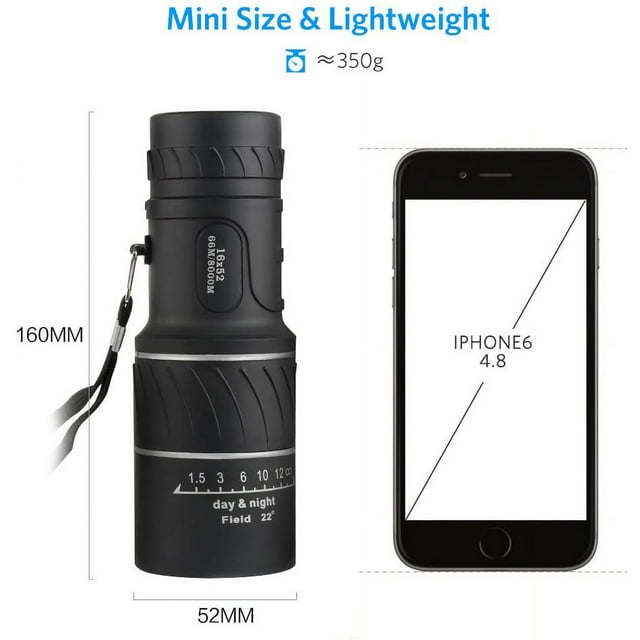 16x52 Monocular Dual Focus Optics Zoom Telescope for Birds Watching / Wildlife / Hunting / Camping / Hiking / Tourism / Armoring / Living Concert 66m/8000m