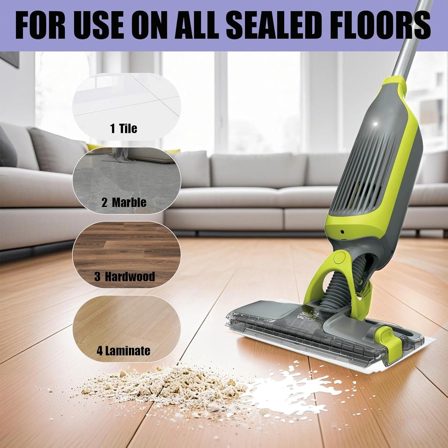 Disposable Hard Floor Vacuum and Mop Pad Refills. Compatible with Models VM252, VM200, VM190, VM250, VM251, VM200C, VM252C, QM250, VC205. Suitable for All Sealed Floors.(12 Pack)