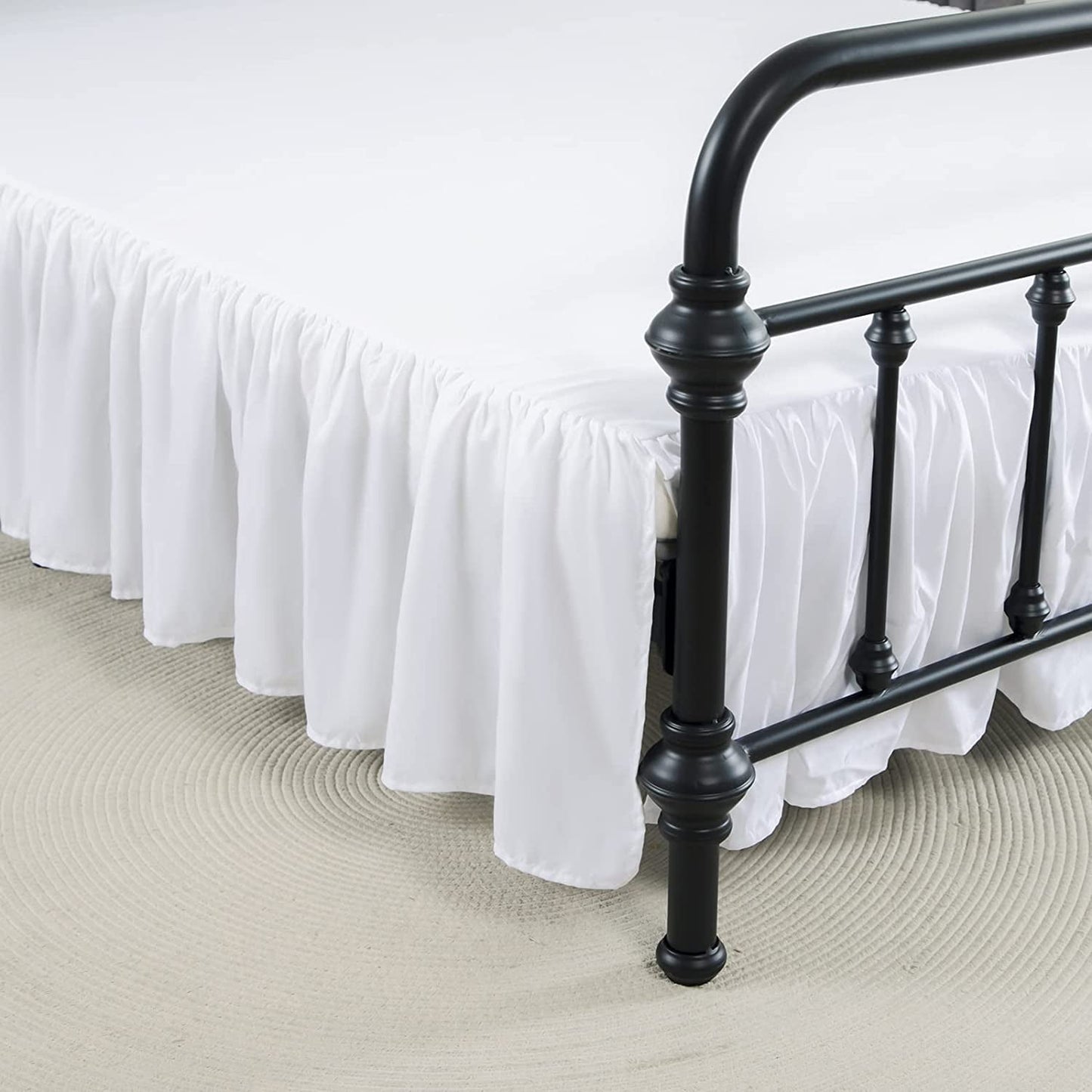 Bed Skirt White Ruffled Bed Skirts with Split Corners Dust Ruffle Bed Skirt with Platform 18 Inch Drop