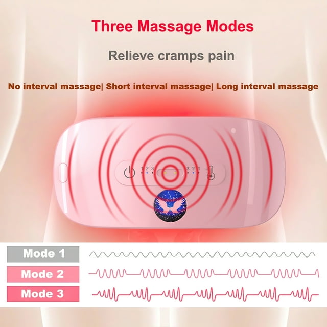 Portable Cordless Heating Pad for Menstrual Cramps Relief, Electric Waist Belt Device, Fast Heating Pad with 3 Heat Levels and 3 Massage Modes, Stomach Back Belly Heating Pad