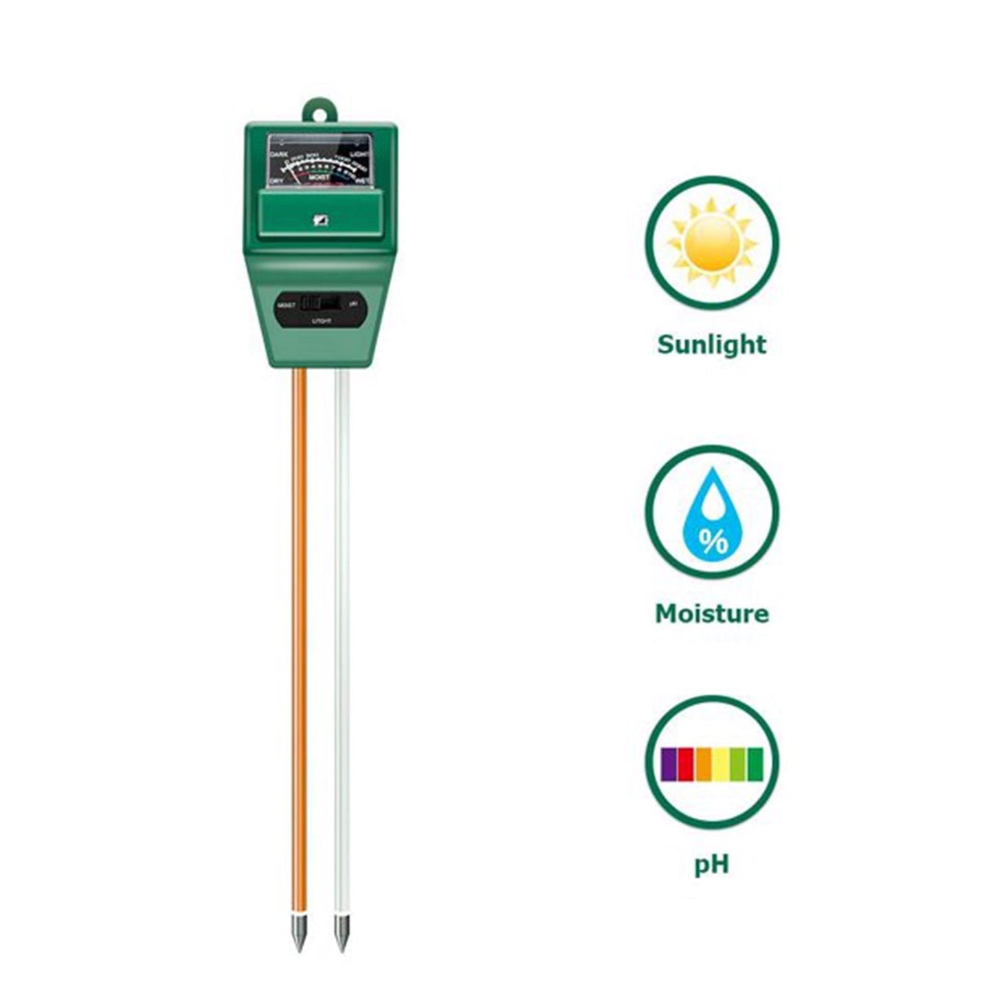 Soil pH Meter, 3-in-1 Soil Moisture Light pH Tester Gardening Tool Kits for Plant Care, Great for Garden, Lawn, Farm, Indoor & Outdoor Use