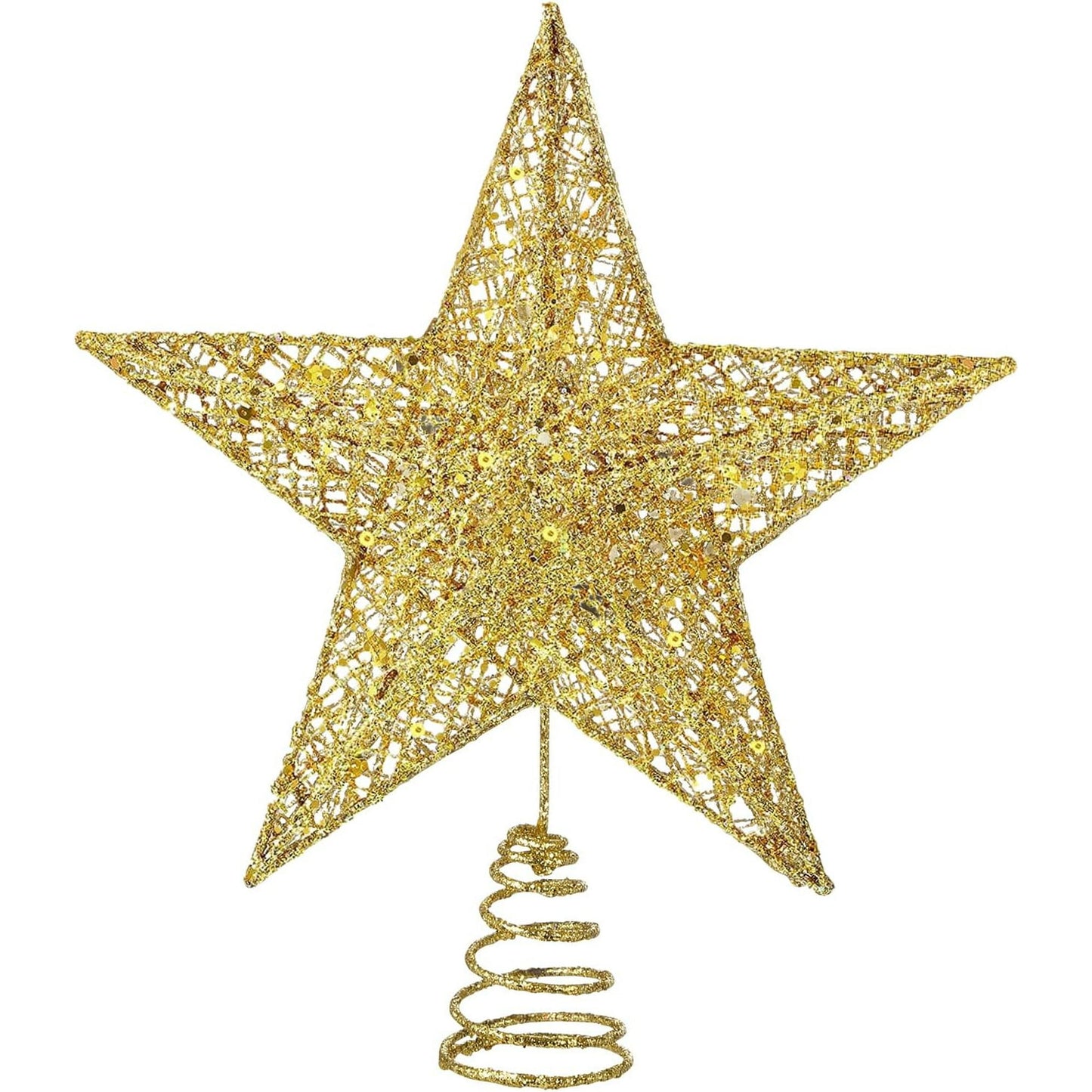Christmas Tree Topper,8" Gold Christmas Tree Star Toppers for Christmas Decoration,Golden 3D Hollow Glitter Star for Xmas D