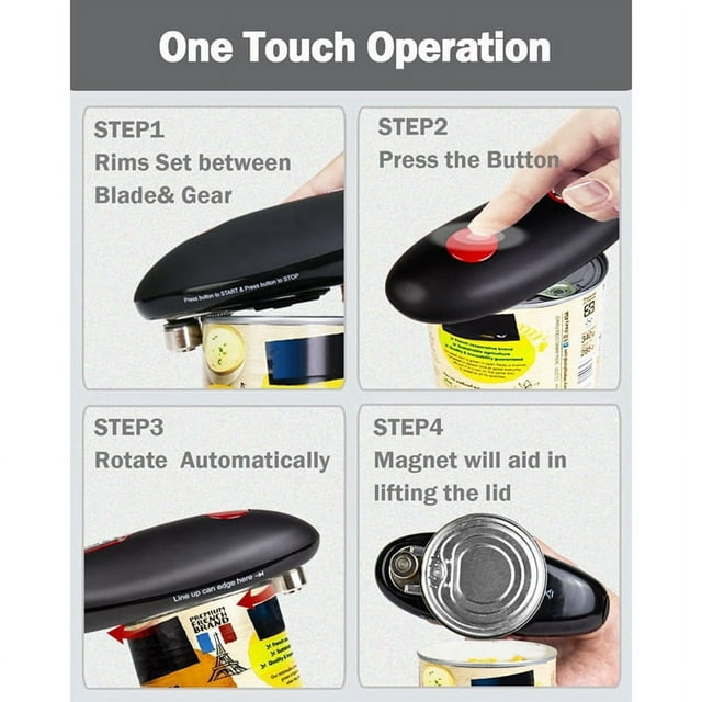 Electric Can Opener Mini One Touch Automatic Smooth Edges Jar Can Tin Touch No Sharp Edges Handheld Jar Openers Kitchen Bar Tool