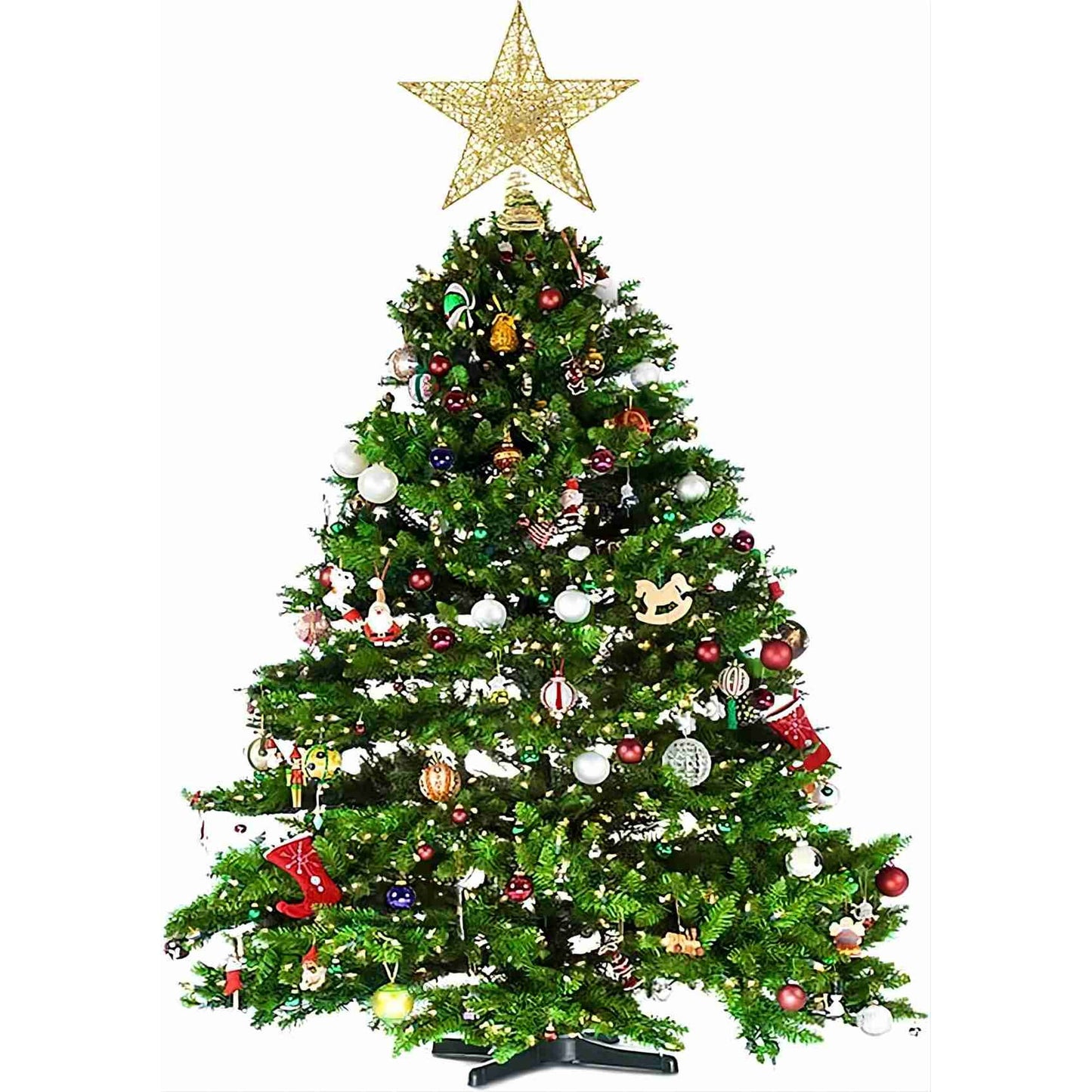 Christmas Tree Topper,8" Gold Christmas Tree Star Toppers for Christmas Decoration,Golden 3D Hollow Glitter Star for Xmas D