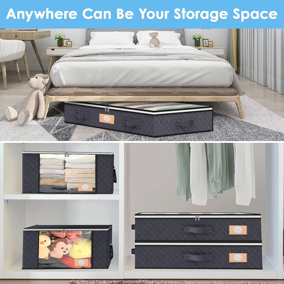 Under bed Storage Bags Organizer, 4Pcs Closet Storage Organizers, Foldable Under Bed Storage Bins Storage Containers