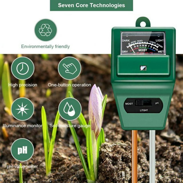 Soil pH Meter, 3-in-1 Soil Moisture Light pH Tester Gardening Tool Kits for Plant Care, Great for Garden, Lawn, Farm, Indoor & Outdoor Use