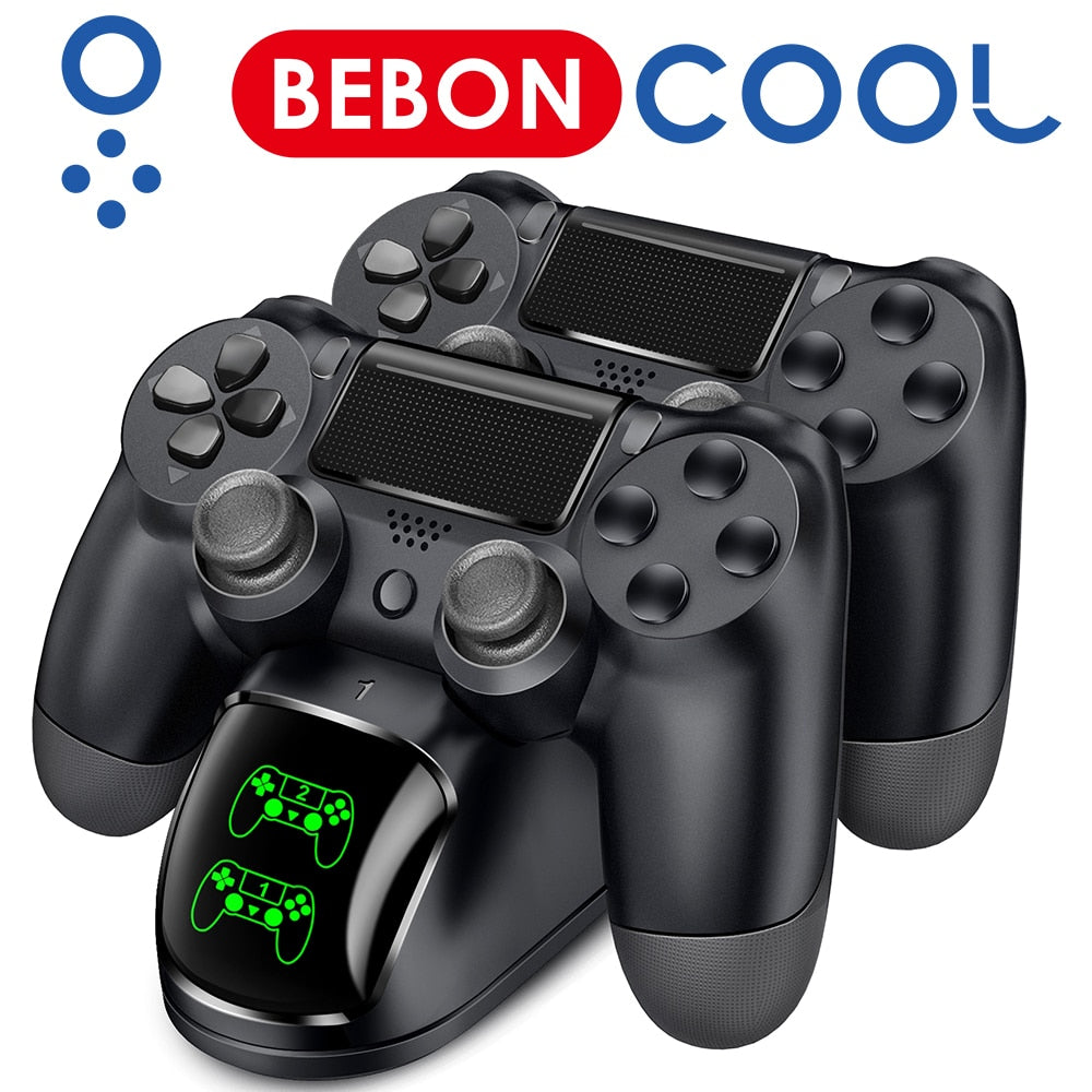BEBONCOOL Fast PS4 Controller Charging Dock Station Dual Charger Stand with Display Screen for Play Station 4/PS4 Slim/PS4 Pro