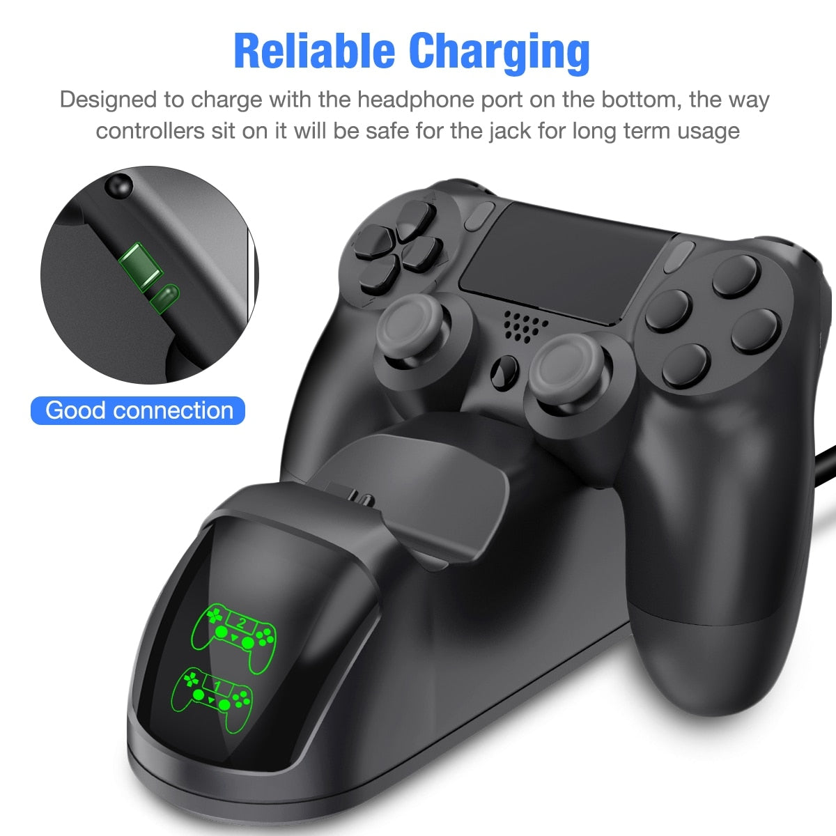 BEBONCOOL Fast PS4 Controller Charging Dock Station Dual Charger Stand with Display Screen for Play Station 4/PS4 Slim/PS4 Pro