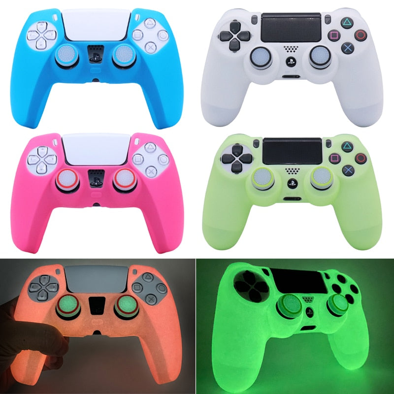 Glow in Dark Soft Silicone Case For Playstation4 5 Controle Games Accessories Gamepad Joystick Case Cover for PS4 PS5 Controller
