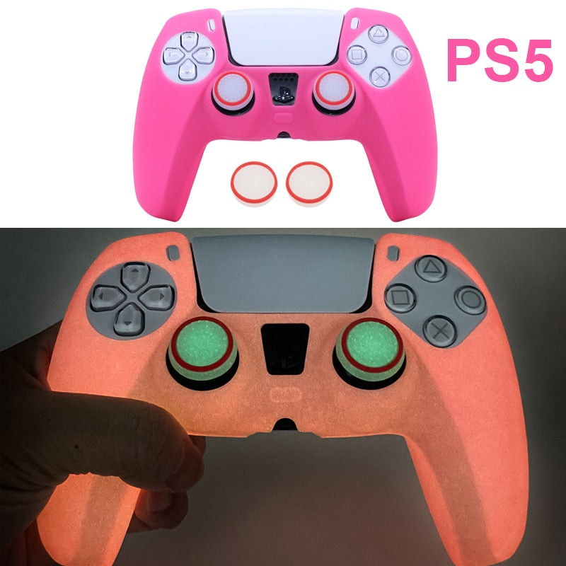 Glow in Dark Soft Silicone Case For Playstation4 5 Controle Games Accessories Gamepad Joystick Case Cover for PS4 PS5 Controller
