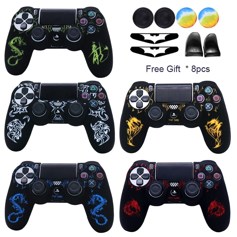 Silicone Soft Laser CarvingControl Case For PS4 Controller Skin Cases Gamepad Joystick Game Accessories Cover For Playstation 4