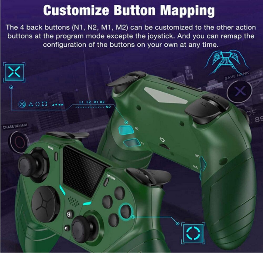 Wireless Game Gamepad For PS4 Elite/Slim/Pro Console For Dualshock 4 Controller With Programmable Back Button Support Turbo