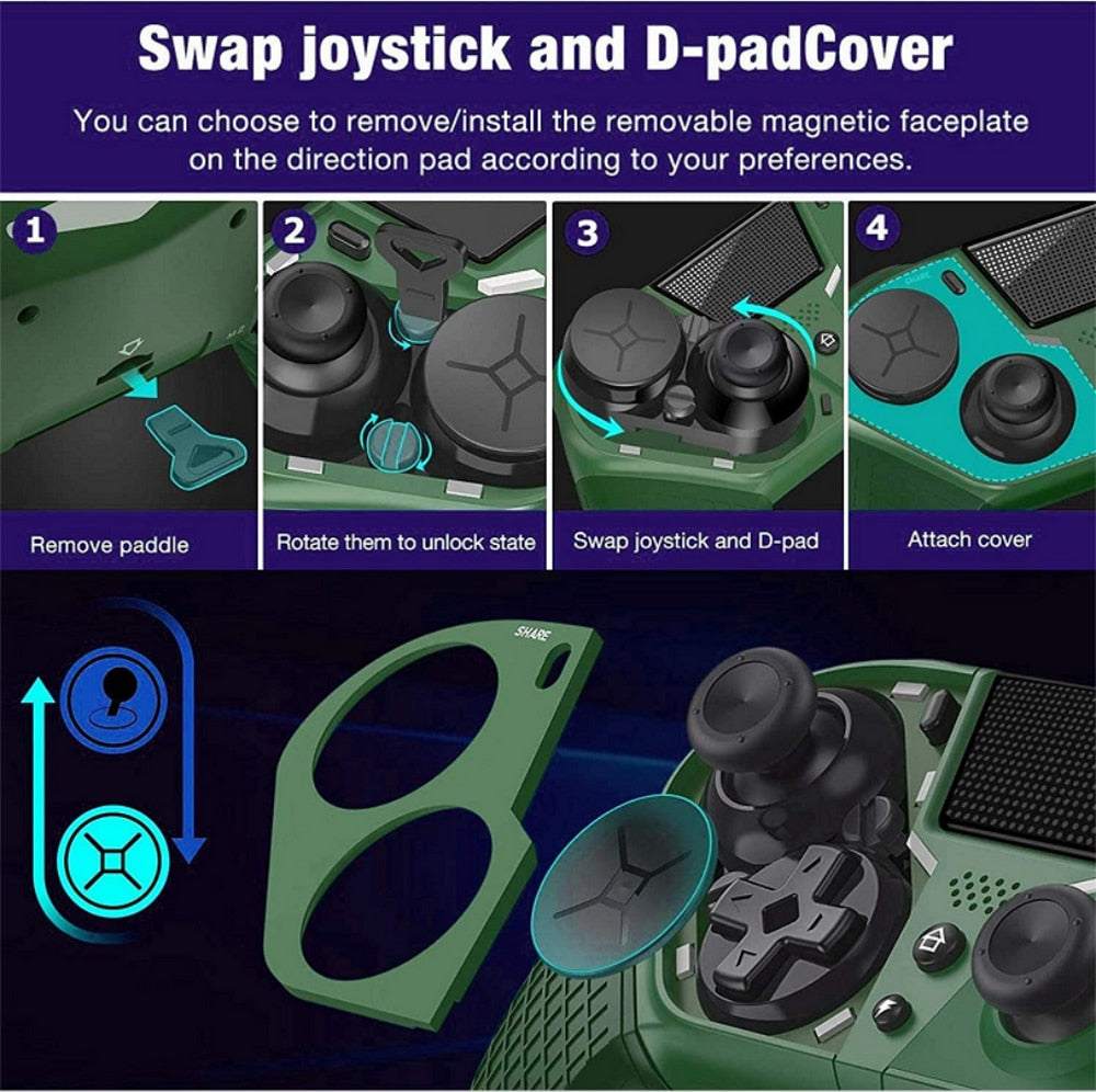 Wireless Game Gamepad For PS4 Elite/Slim/Pro Console For Dualshock 4 Controller With Programmable Back Button Support Turbo